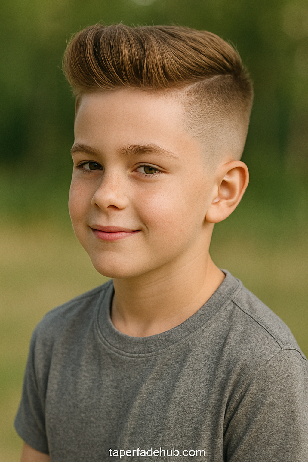 Teen with taper fade and quiff style