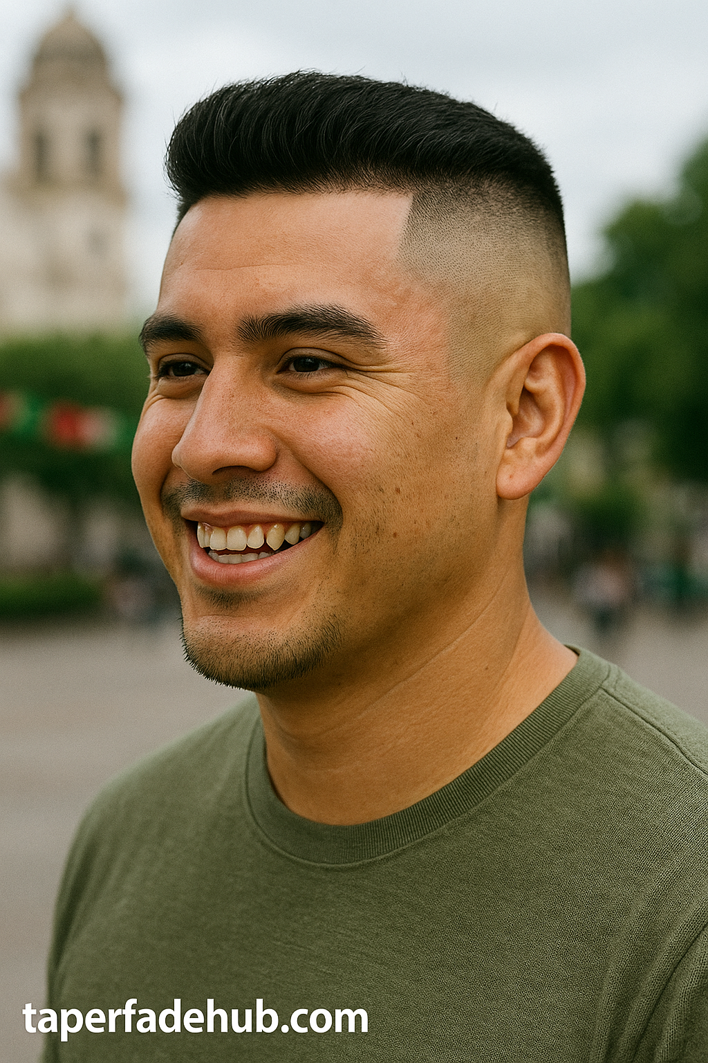 Latin American low taper fade with straight hair