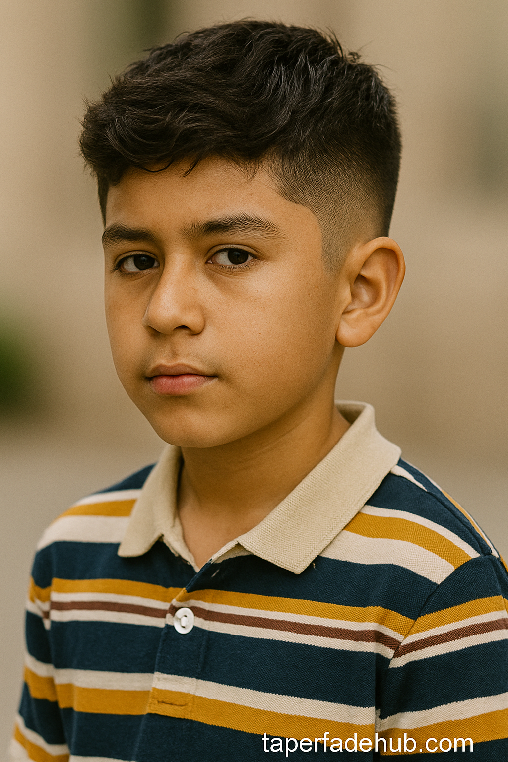 Child with textured Latino taper fade